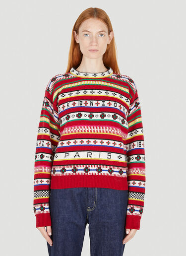 Kenzo Graphic Intarsia Sweater Red knz0250009