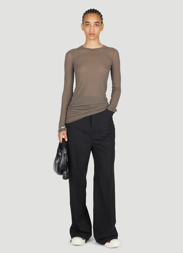 Rick Owens Ribbed Long Sleeve T-Shirt Grey ric0253021