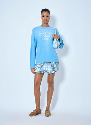 Acne Studios Gathered Check Shorts Blue acn0265016