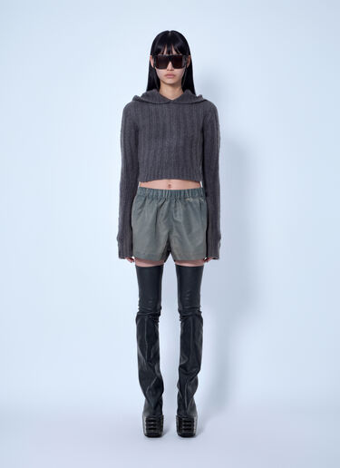 LN-CC® - Rick Owens: Long Sleeve Cropped Hooded Top - Grey Rick Owens Long Sleeve Cropped Hooded Top Grey ric0266006