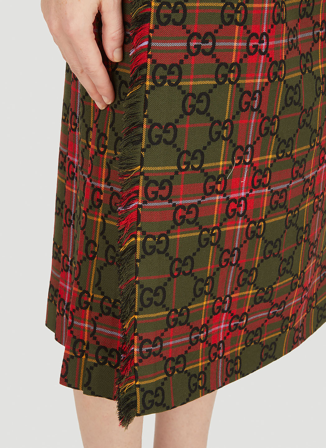 Gucci Tartan Pleated Skirt in Green LN CC
