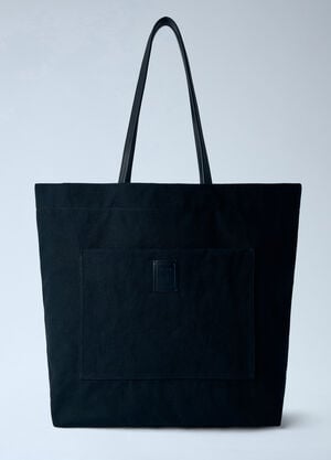 The Row Tori Leather-Trimmed Canvas Tote Bag Black row0365002