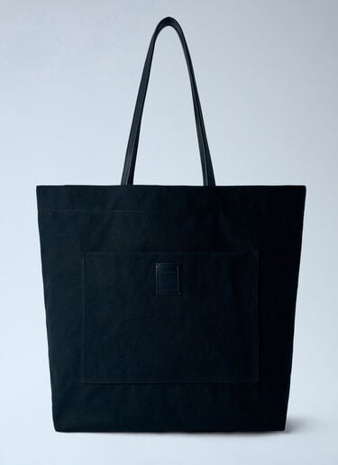 LN-CC® - The Row: Tori Leather-Trimmed Canvas Tote Bag - Black The Row Tori Leather-Trimmed Canvas Tote Bag Black row0365002