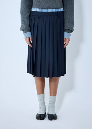 Miu Miu Pleated Batavia Midi Skirt Black miu0259020