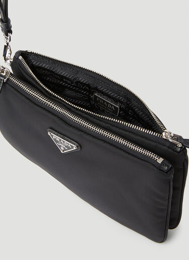 Prada Logo Plaque Clutch Bag Black pra0254043