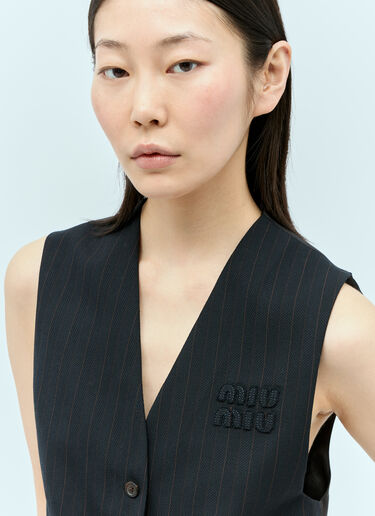 Miu Miu Single-Breasted Pinstripe Vest Navy miu0255002