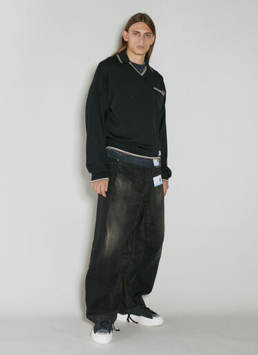 ディストレス ニットポロシャツ Maison Mihara Yasuhiro ディストレス ニットポロシャツ ブラック mmy0154008