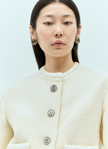 Tweed Jacket With Embroidery Trims Gucci Tweed Jacket With Embroidery Trims Cream guc0255007