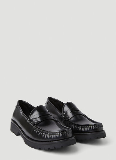 Saint Laurent Logo Plaque Loafers Black sla0151056