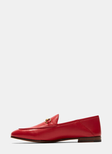 Gucci Jordaan Classic Leather Slip-On Loafers Red guc0227019