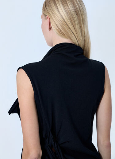 Yohji Yamamoto High Twisted French Terry Braided Top Black yoy0264007