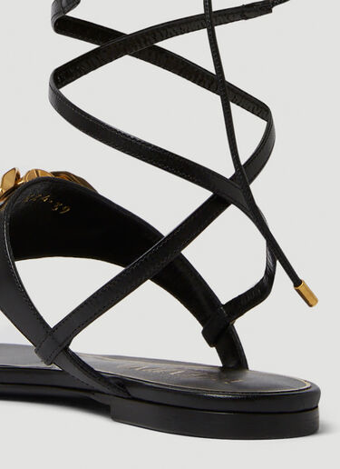 Valentino Logo Plaque Flat Sandals Black val0249016