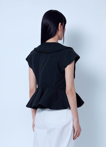 LN-CC® - GANNI: Compact Poplin Collar Blouse - Black GANNI Compact Poplin Collar Blouse Black gan0265038