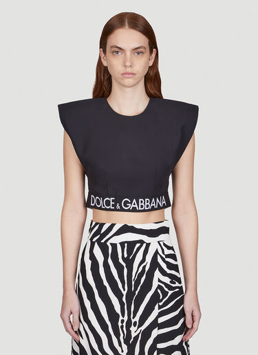 Dolce & Gabbana Extreme Shoulder Crop Top Black dol0249041