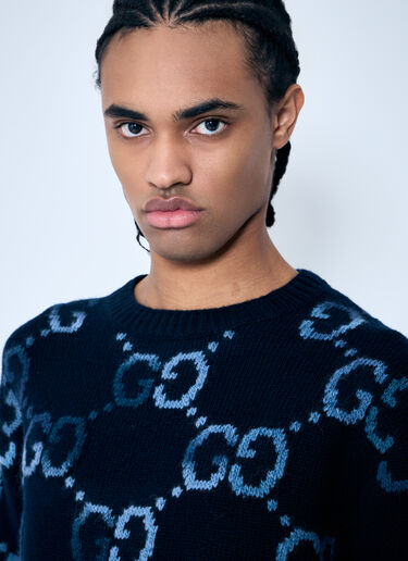 Gucci GG Intarsia Knit Sweater Navy guc0159036