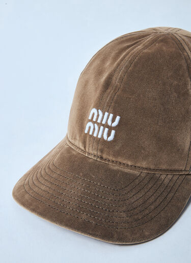 Miu Miu Velvet Baseball Cap Brown miu0359007