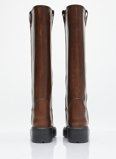 Miu Miu Fumé Leather Boots Brown miu0254039