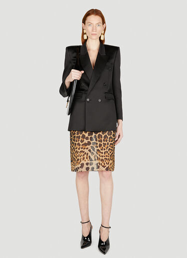 Saint Laurent Leopard Print Midi Skirt Brown sla0251051