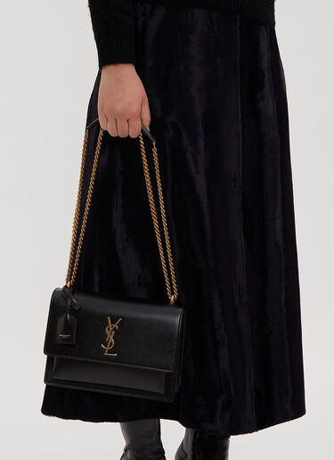Saint Laurent Sunset Chain Shoulder Bag Black sla0233062