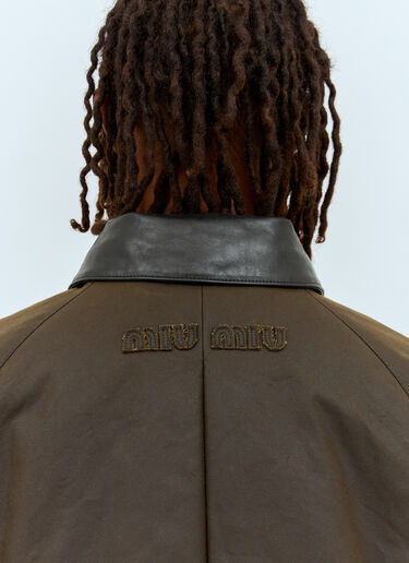 Miu Miu 왁싱 마감 캔버스 블루종 재킷  브라운 miu0158001