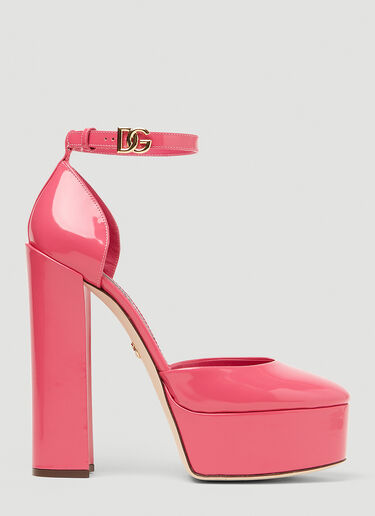 Dolce & Gabbana 메리 제인 광택 플랫폼 핑크 dol0249056