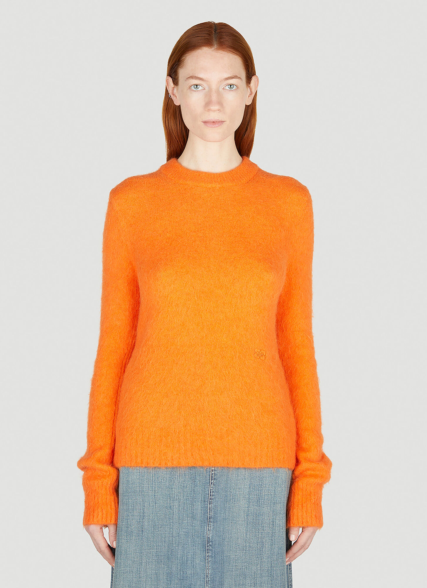 Shop Ganni Brushed Knit Sweater In Orange