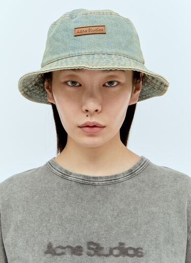 Acne Studios Logo Patch Denim Bucket Hat Blue acn0355007