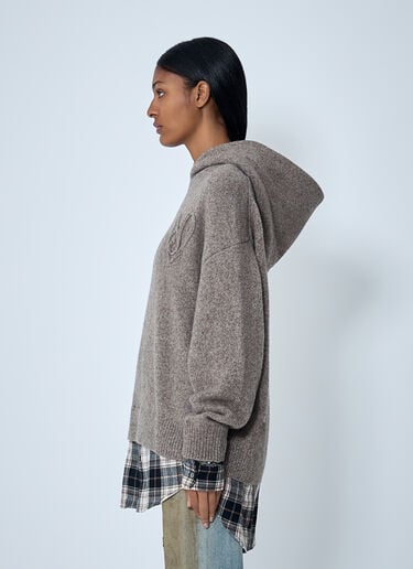 Embroidered Knit Hooded Sweater Acne Studios Embroidered Knit Hooded Sweater Beige acn0262007