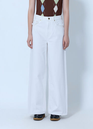 LN-CC® - GANNI: White Denim Lari Jeans - White GANNI White Denim Lari Jeans White gan0265014