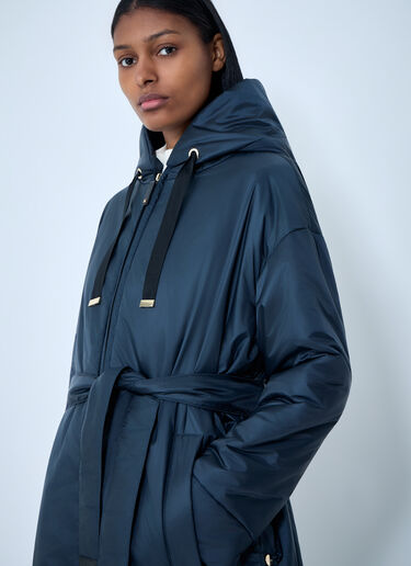 Max Mara Hooded Quilted Coat with Belt Blue max0263204