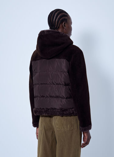 LN-CC® - Moncler: Leuctre Hooded Shearling Short Down Jacket - Dark Brown Moncler Leuctre Hooded Shearling Short Down Jacket Dark Brown mon0266024