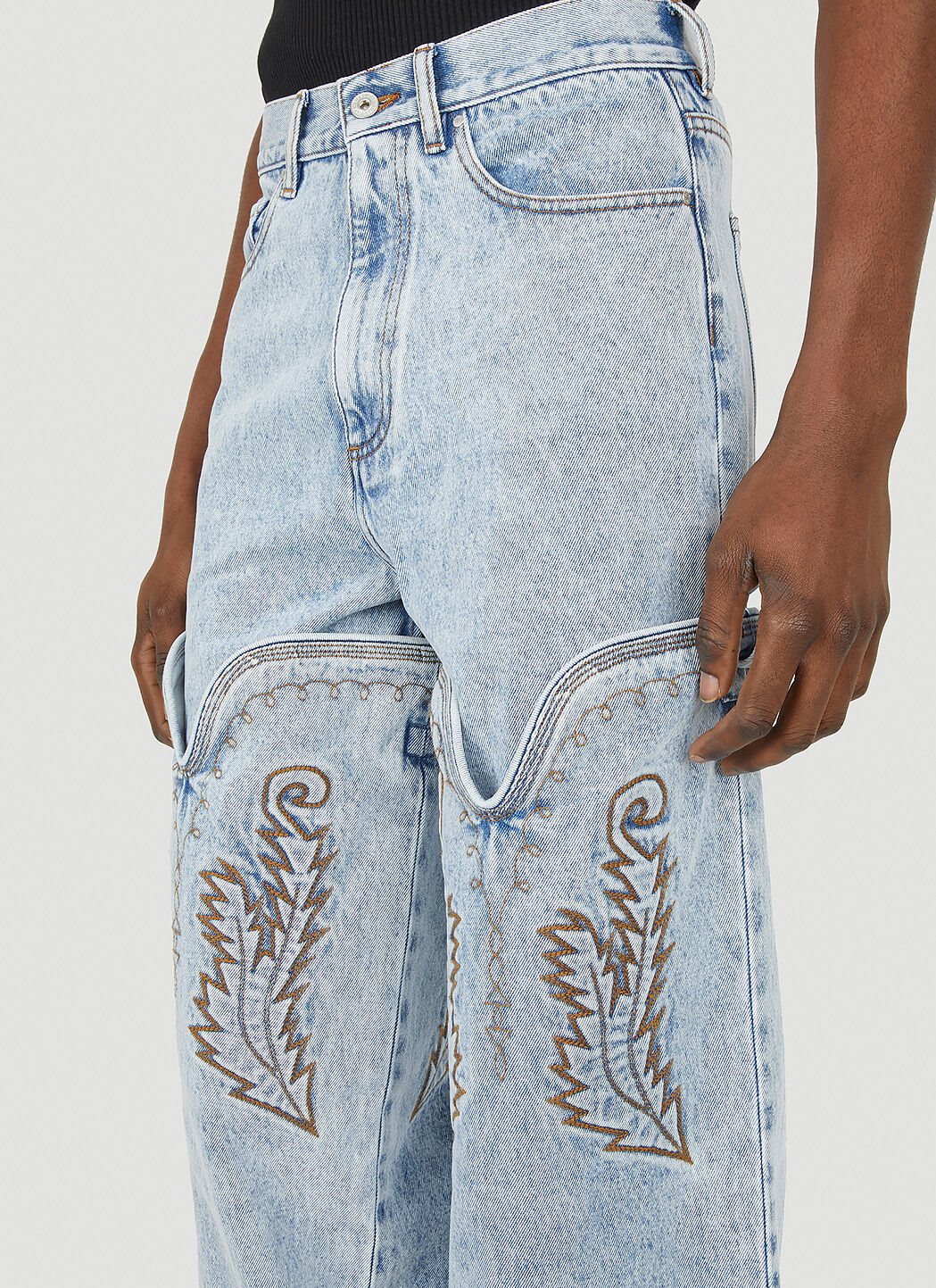 Y/Project Unisex Cowboy Cuff Jeans in Blue | LN-CC®