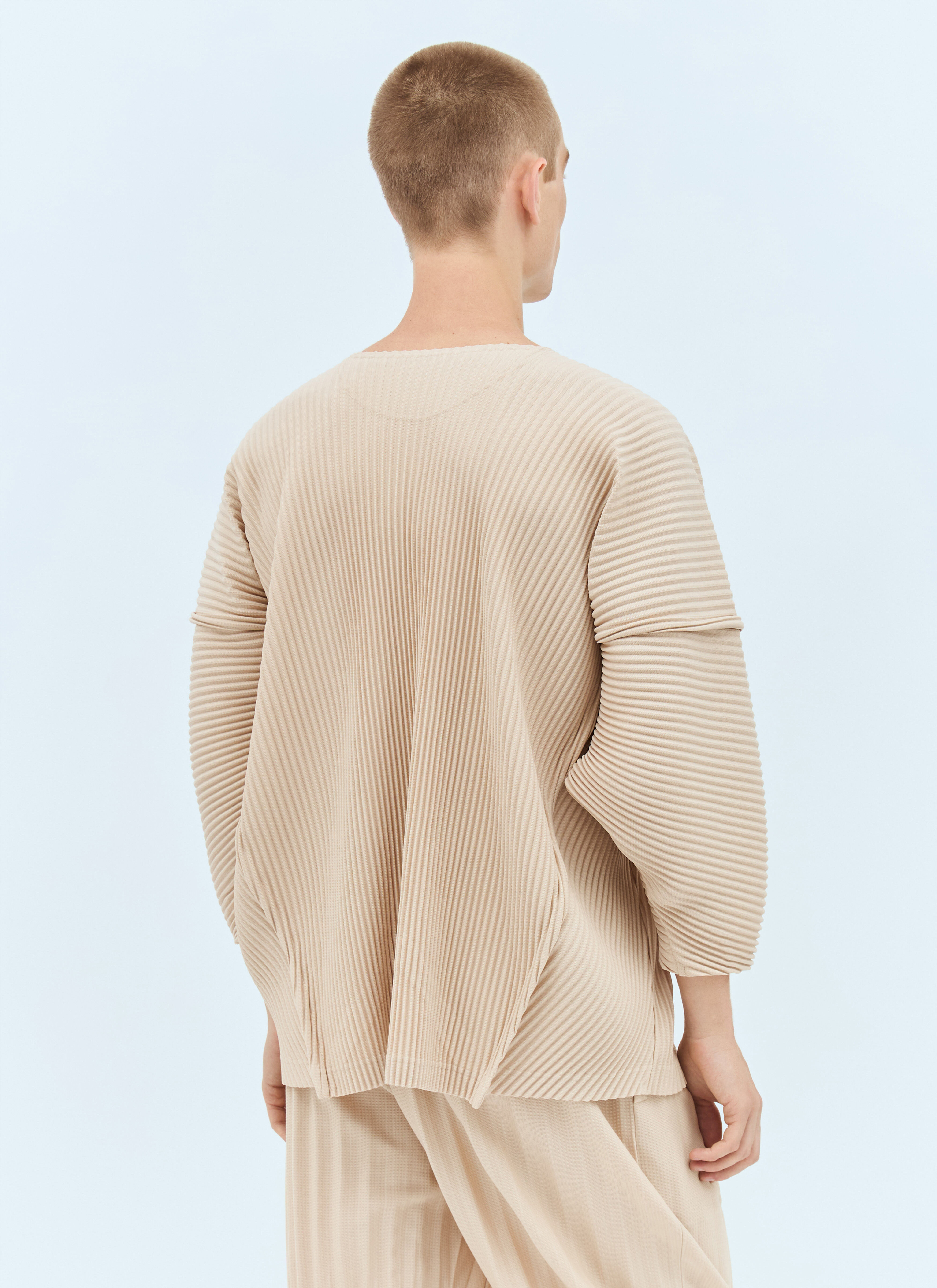 Homme Plissé Issey Miyake Men's' Long-Sleeve Pleated Top in Beige | LN-CC®