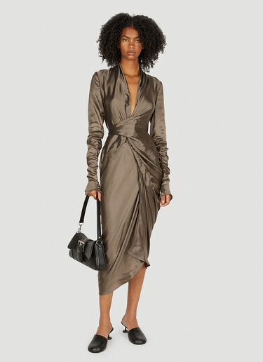 Rick Owens Gathered Wrap Dress Grey ric0249008