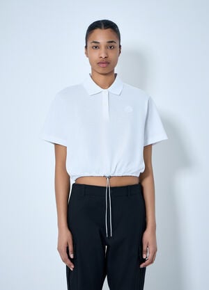 Moncler Cropped Drawstring Polo Shirt White mon0264023