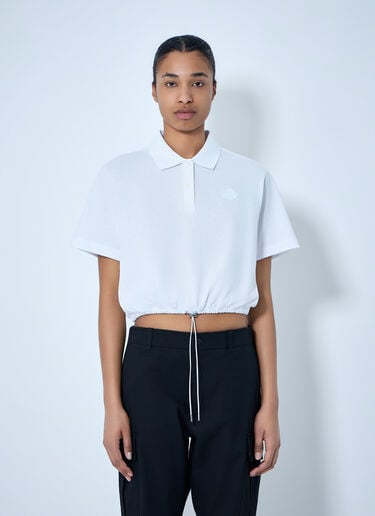 Moncler Cropped Drawstring Polo Shirt White mon0264023