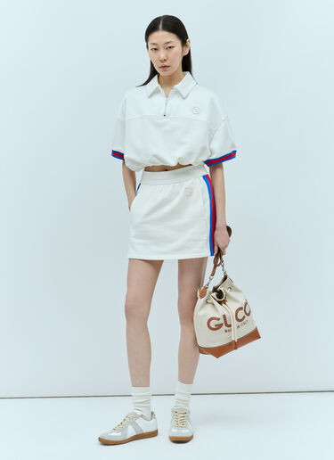 Gucci 织带条纹平纹针织迷你半裙  白色 guc0255122