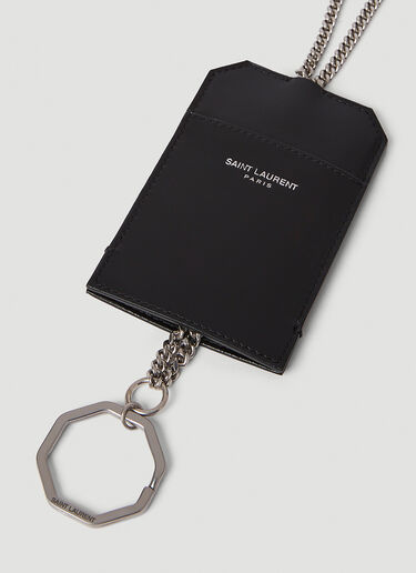 Saint Laurent 커브 체인 카드홀더 Black sla0149068