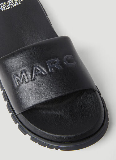 Marc Jacobs Embossed Logo Leather Slides Black mcj0251017