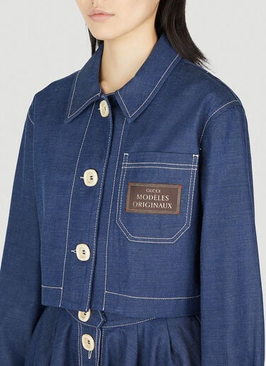 Gucci Cropped Denim Jacket Blue guc0251213