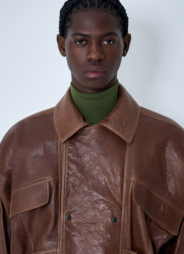 Double Breasted Leather Jacket Saint Laurent Double Breasted Leather Jacket Brown sla0162027