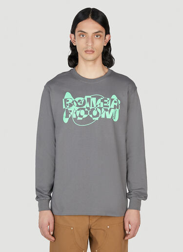 Boiler Room x P.A.M. Logo Print Long Sleeve T-Shirt Grey bor0350006