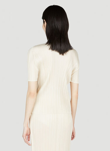 Pleats Please Issey Miyake Pleated Crewneck Top Cream plp0253001