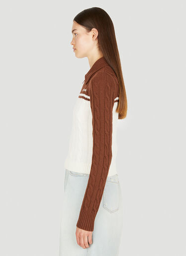 Miu Miu Zip Front Cable Sweater White miu0250001
