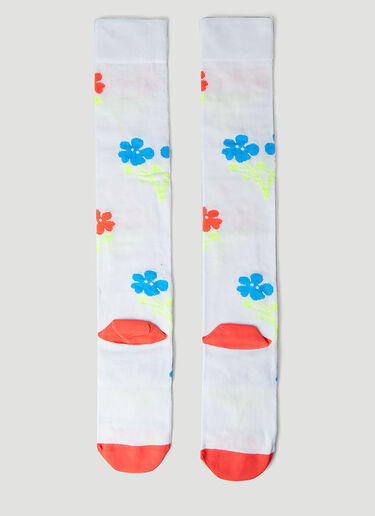 Chopova Lowena Floral Intarsia Long Socks White cho0248032