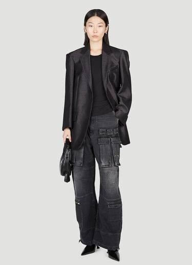 Sportmax Oversized Metal Effect Blazer Black spx0253008