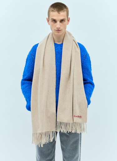 Acne Studios Oversized Fringe Wool Scarf Beige acn0155050