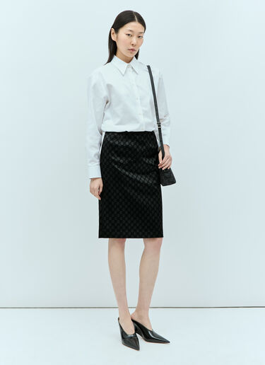 Gucci GG 프린트 실크 더체스 스커트  블랙 guc0255184