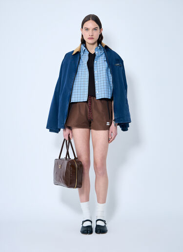 Miu Miu Check Logo Embroidery Shirt Blue miu0260001
