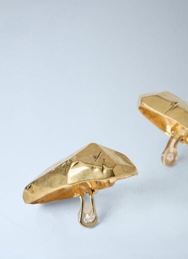 Saint Laurent Faceted Metal Stud Earrings Gold sla0262061